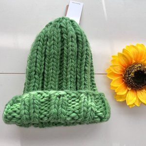 True love Green Chunky Knit Beanie, Bulky Warm Hat One Size